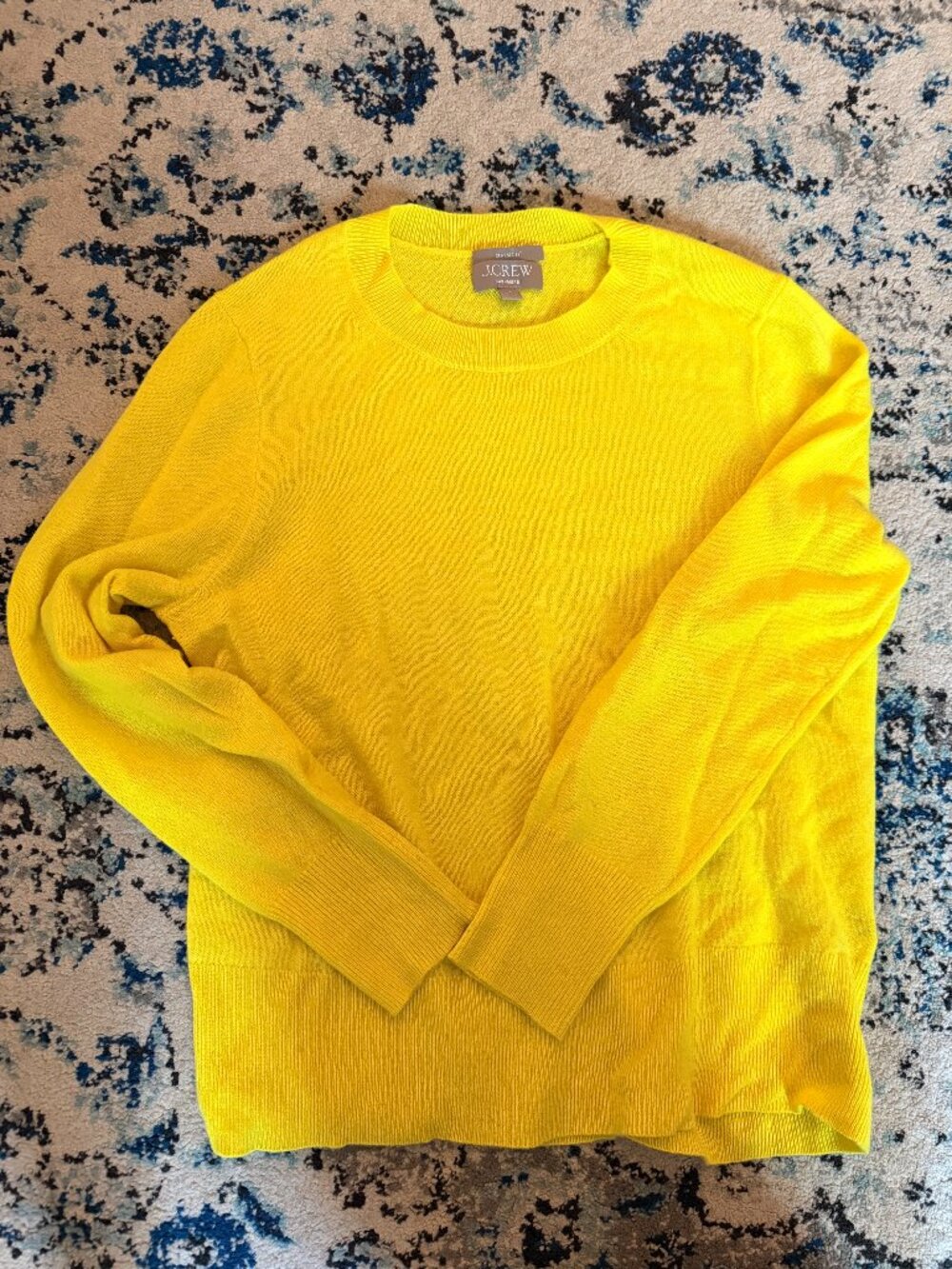 J.Crew 100% Cashmere Crewneck Sweater Medium Neon Yellow Classic Fit